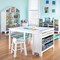 Living and Learning Kids' Art Table and Stool Set - Creamy White: Wooden Drawing and Painting Desk with Paper Roller, Paint Cups and Removable Craft Supplies Storage Bins